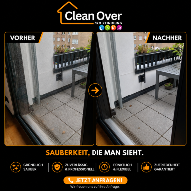 Ein Balkon mit einem sauberen, aufgeräumten Boden nach der Reinigung.
